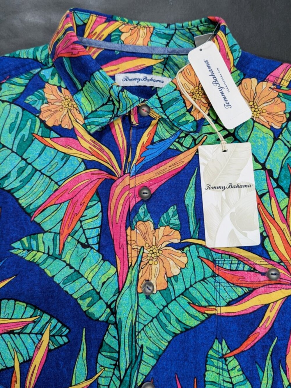 $128 Tommy Bahama Men's Sand Linen Birds and Paradise Short Sleeve Shirt Size L